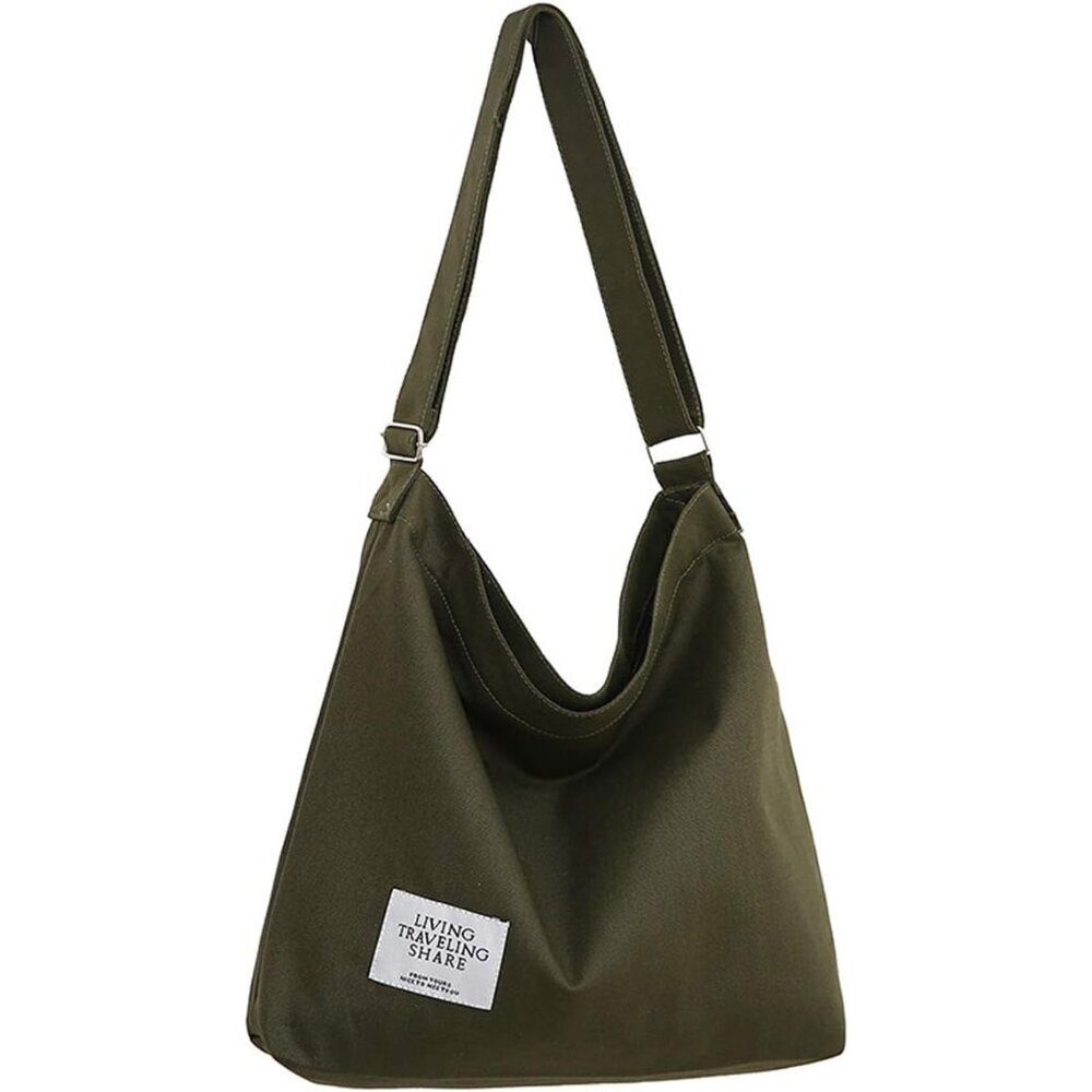 Women's Retro Large Size Canvas Shoulder Bag Hobo Crossbody Handbag Casual Tote